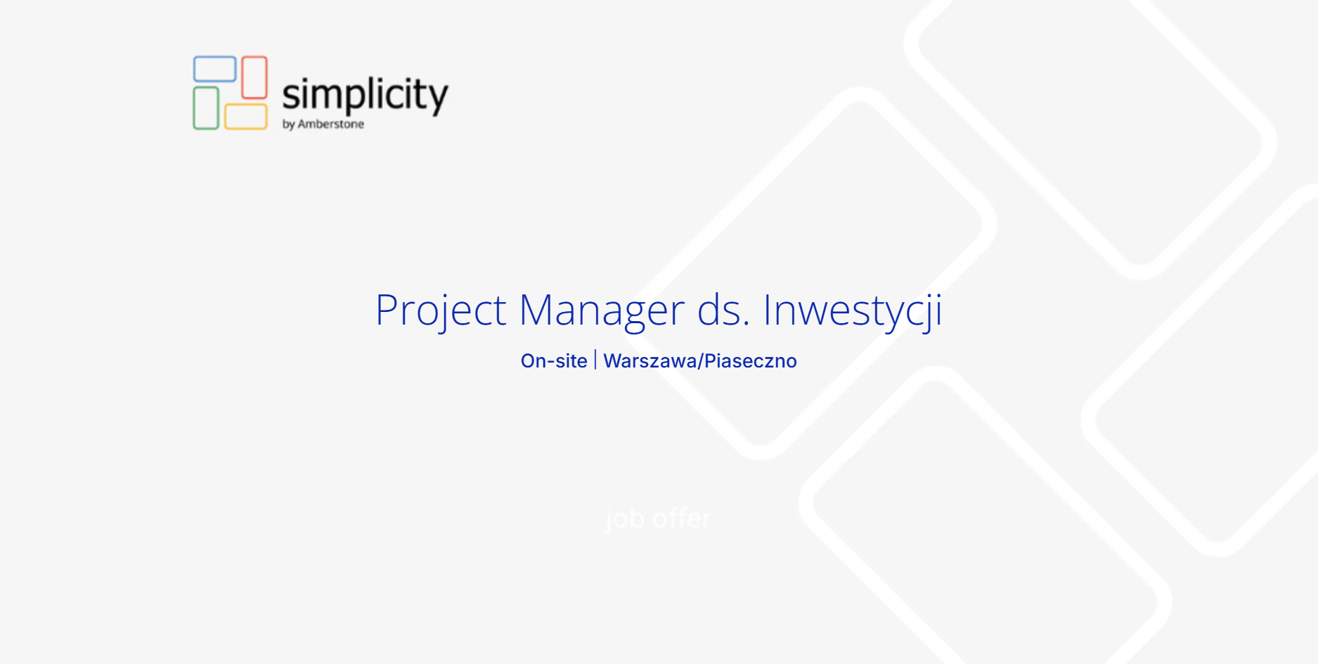 Project Manager ds. Inwestycji